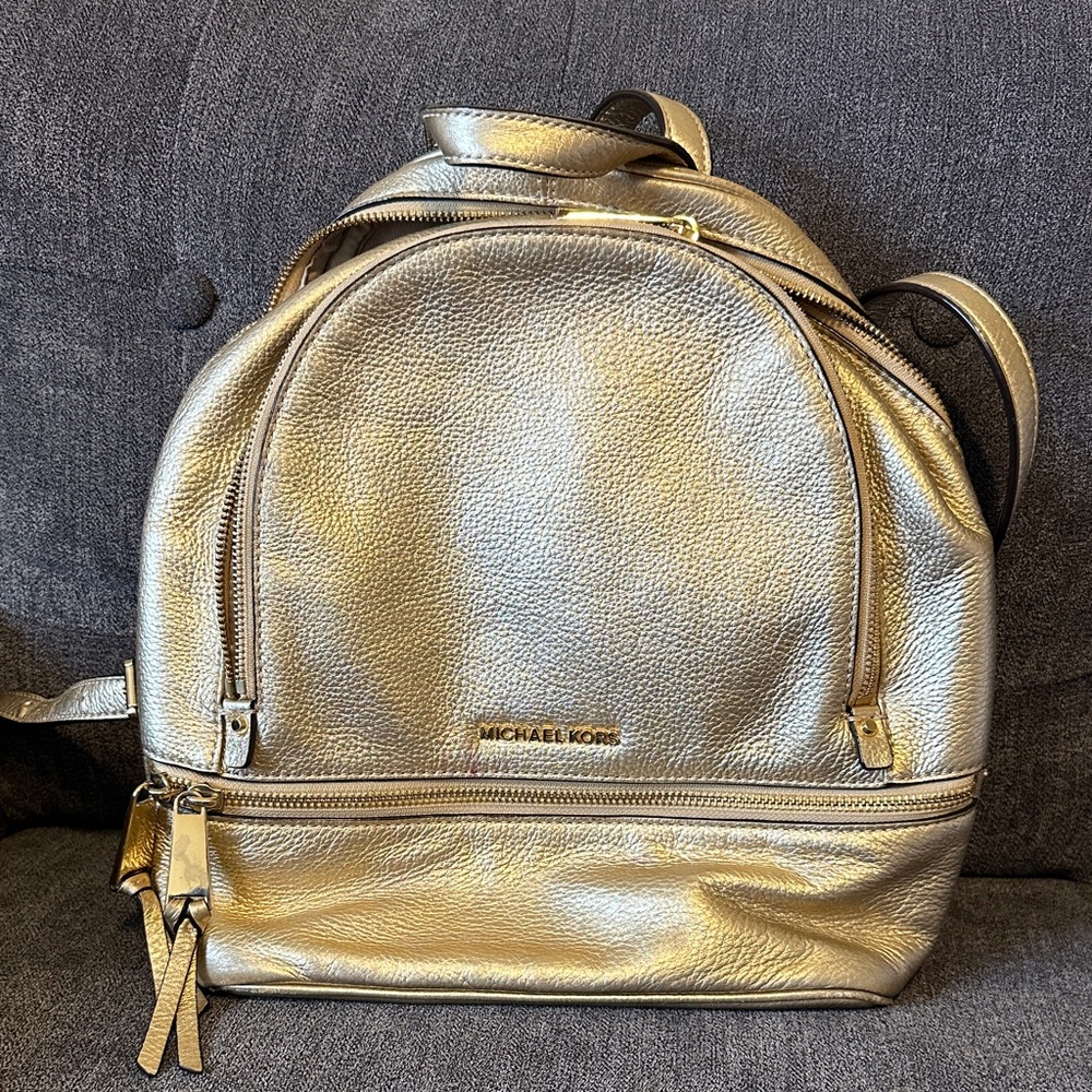 Michael Kors Metallic Gold Leather Mini Backpack